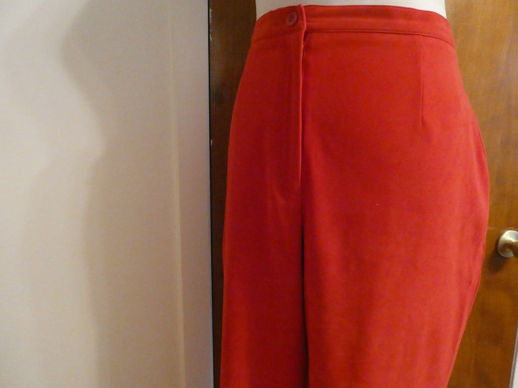 JM Collection Women's Pants Red Pull-On Elastic Back Waist Straight Leg Size 12