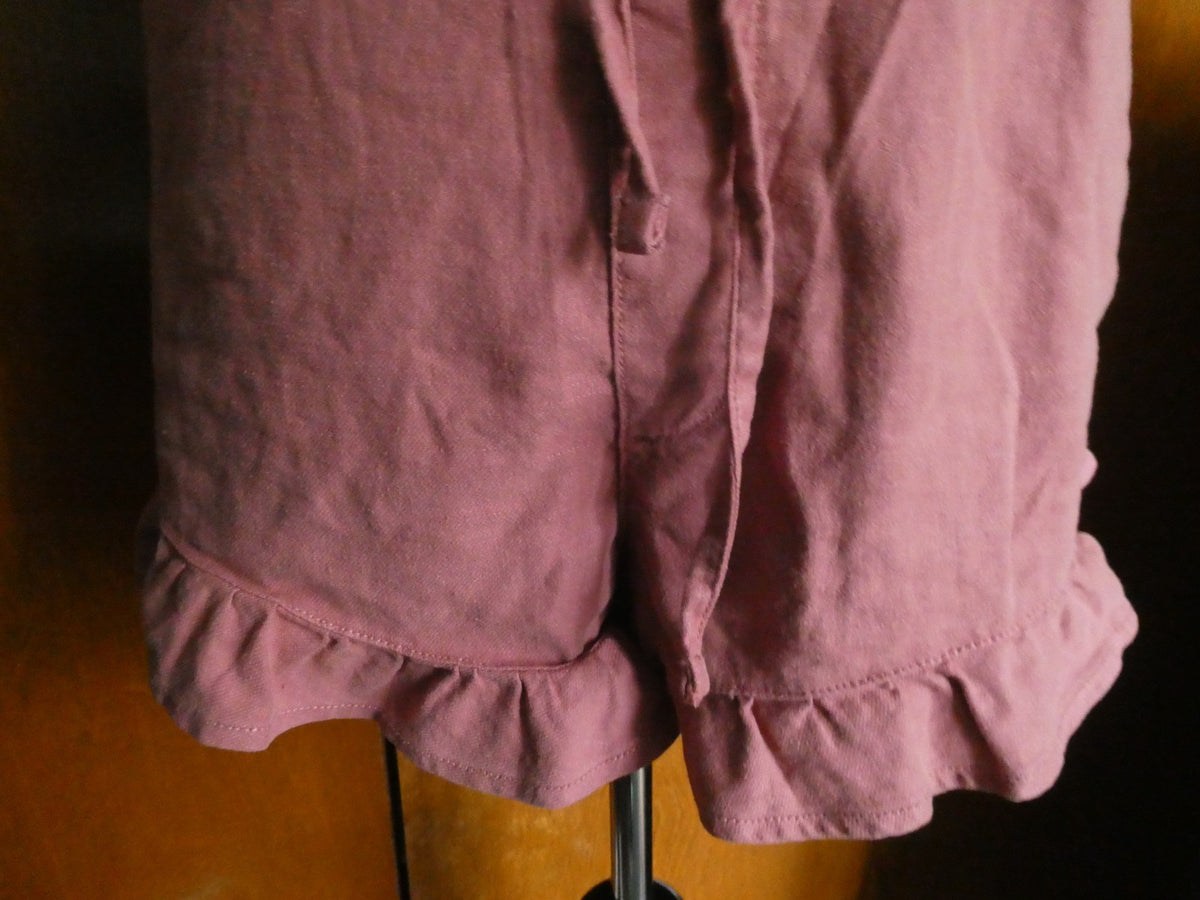 American Eagle Outfitters Women Linen Blend Ruffle Hem Shorts Mauve Pink XL $49