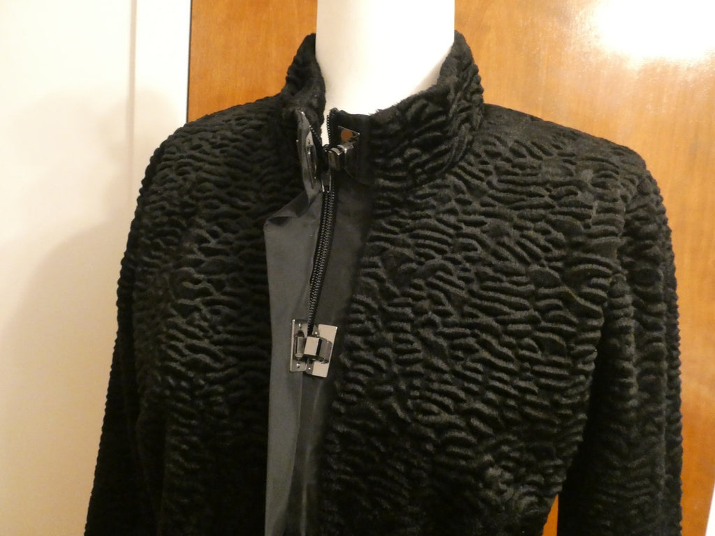Carol Anderson By Invitation Women Textured Velour Black Jacket Toggle Buttons S