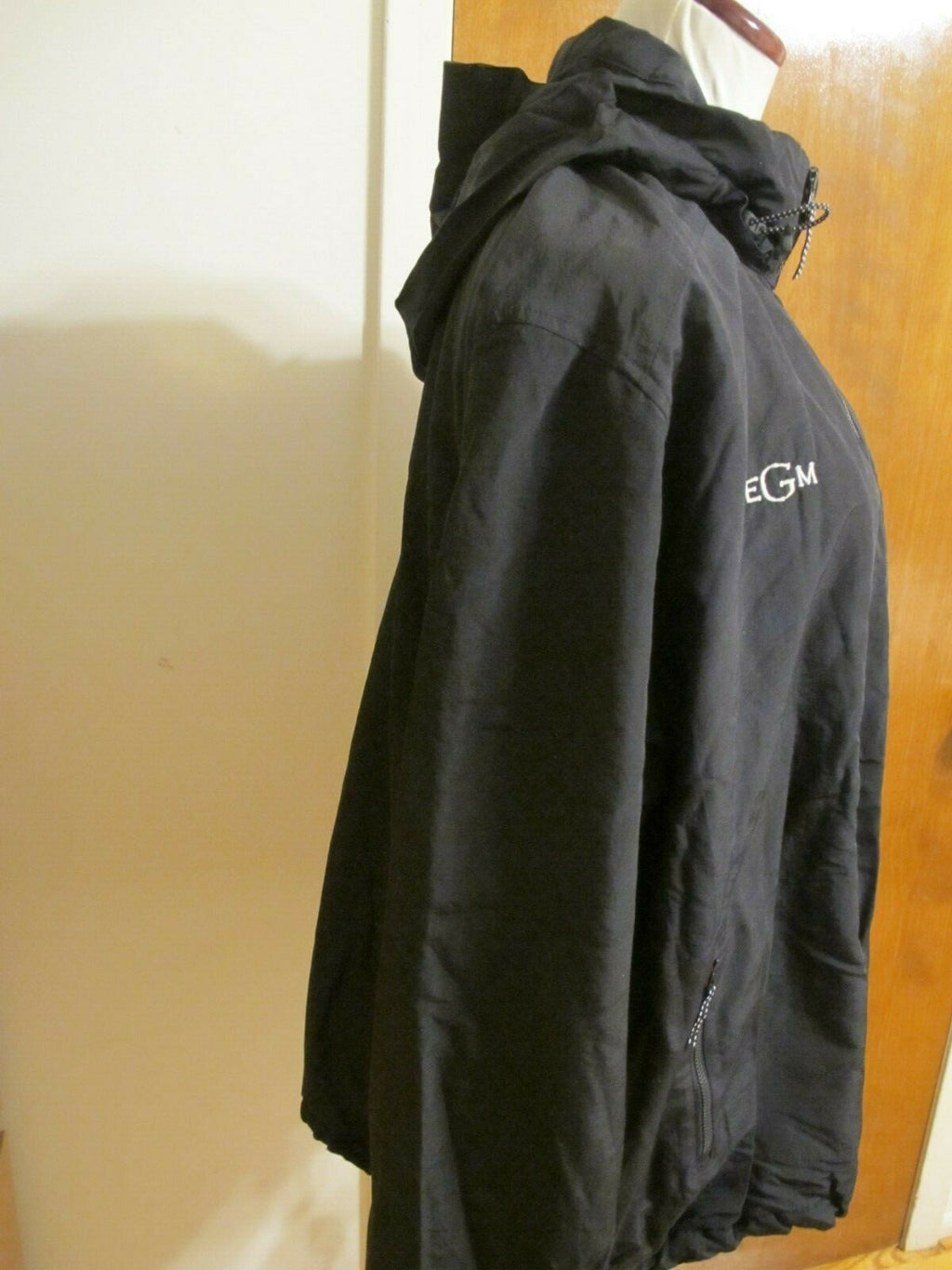 Lands' End Men's Nylon Coat Jacket Black Fleece Lining Size XL 46-48