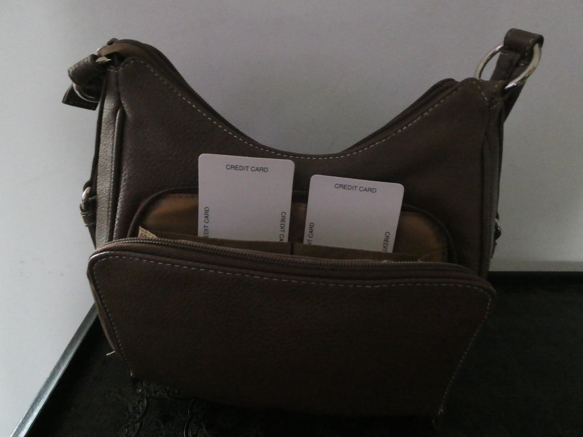 Women’s Brown Shoulder Bag Hobo Handbag Faux Leather 9”x8”x3” Pocket