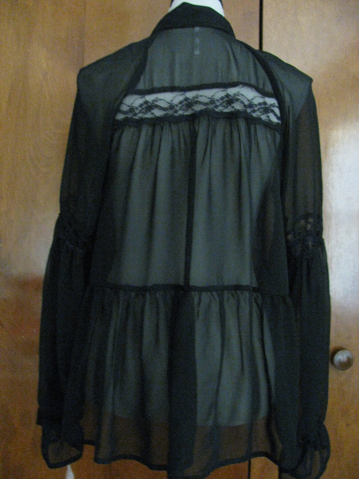Free People women's black evening  detailed mesh crafted top Small  