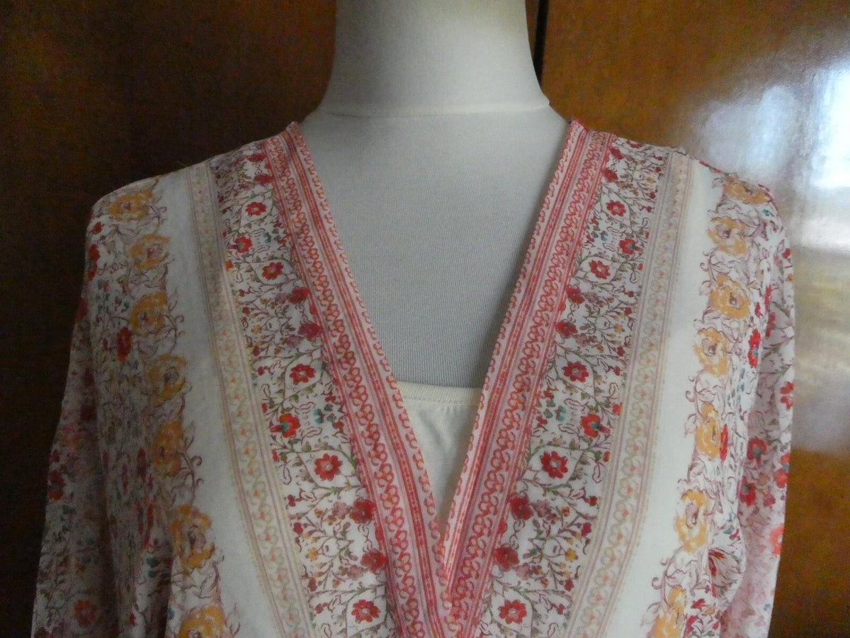 Anthropologie Women's HD in Paris 3/4 Sleeves Creme Rose Evening Lined Dress 8