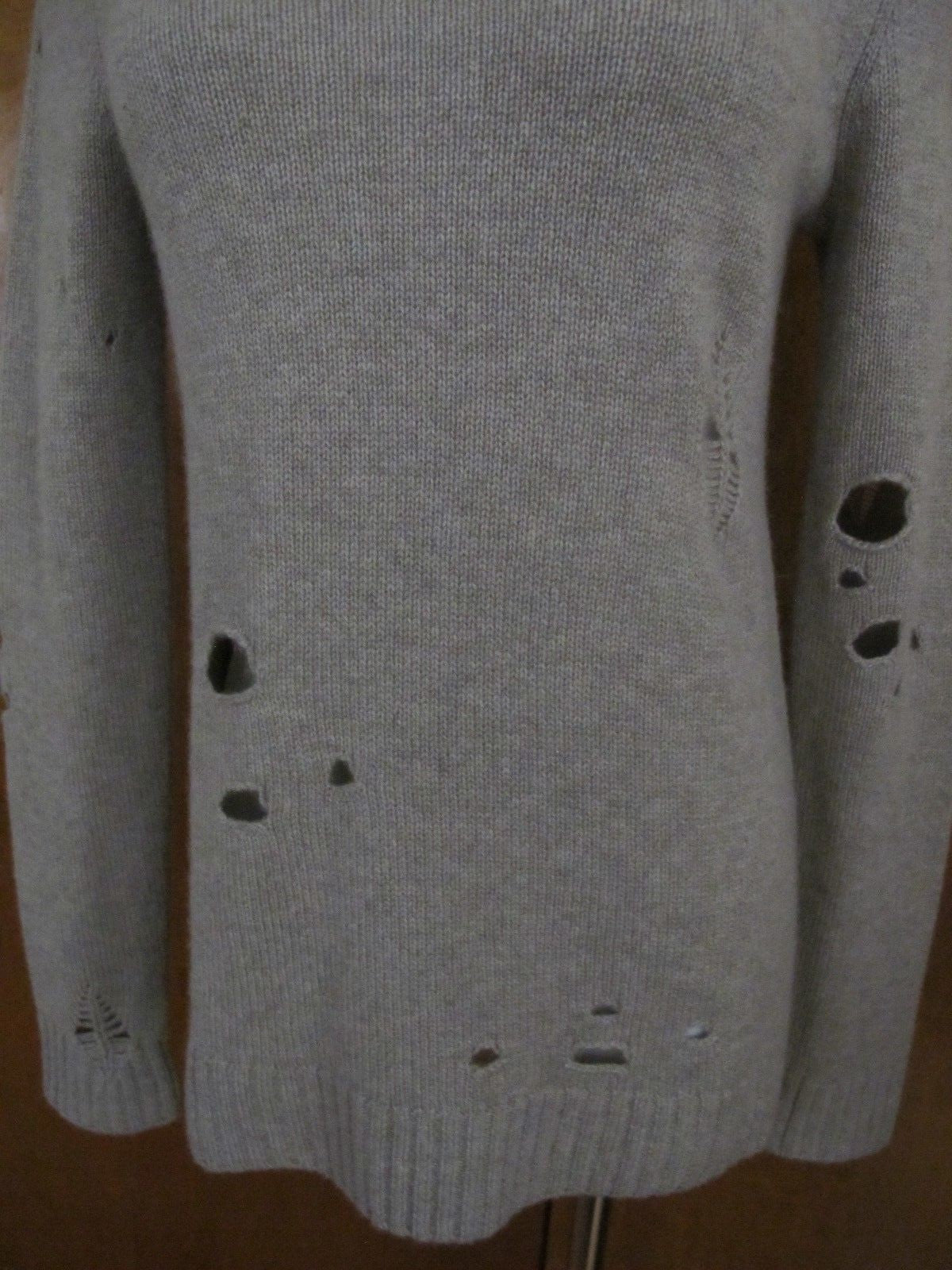 Aqua Women’s Brown Cashmere Distressed Crewneck Cashmere Sweater Small NWT