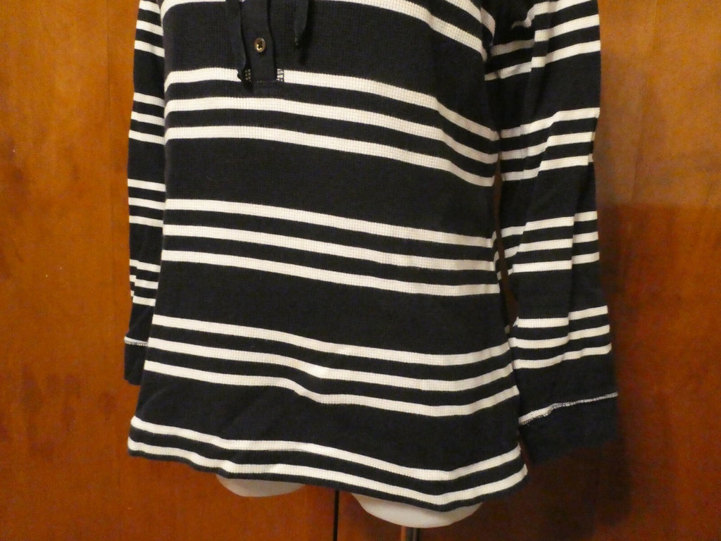 Charter Club Women's Navy Striped Sweater Attached Hood Medium Preowned 