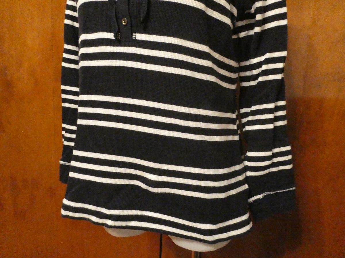Charter Club Women's Navy Striped Sweater Attached Hood Medium Preowned 