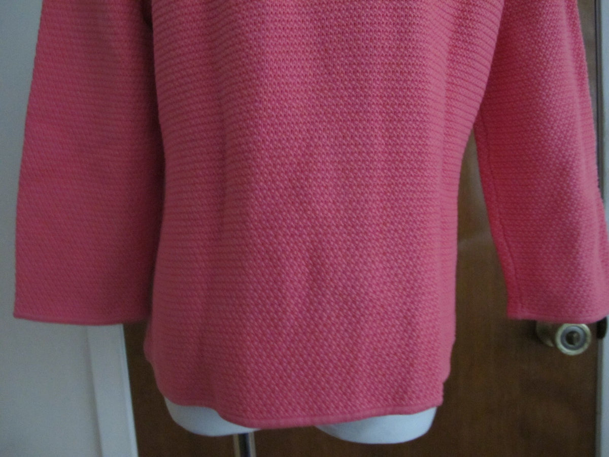 Jones New York Signature Womens Pink Buttoned Pocketed 3/4 Sleeves Jacket Large 
