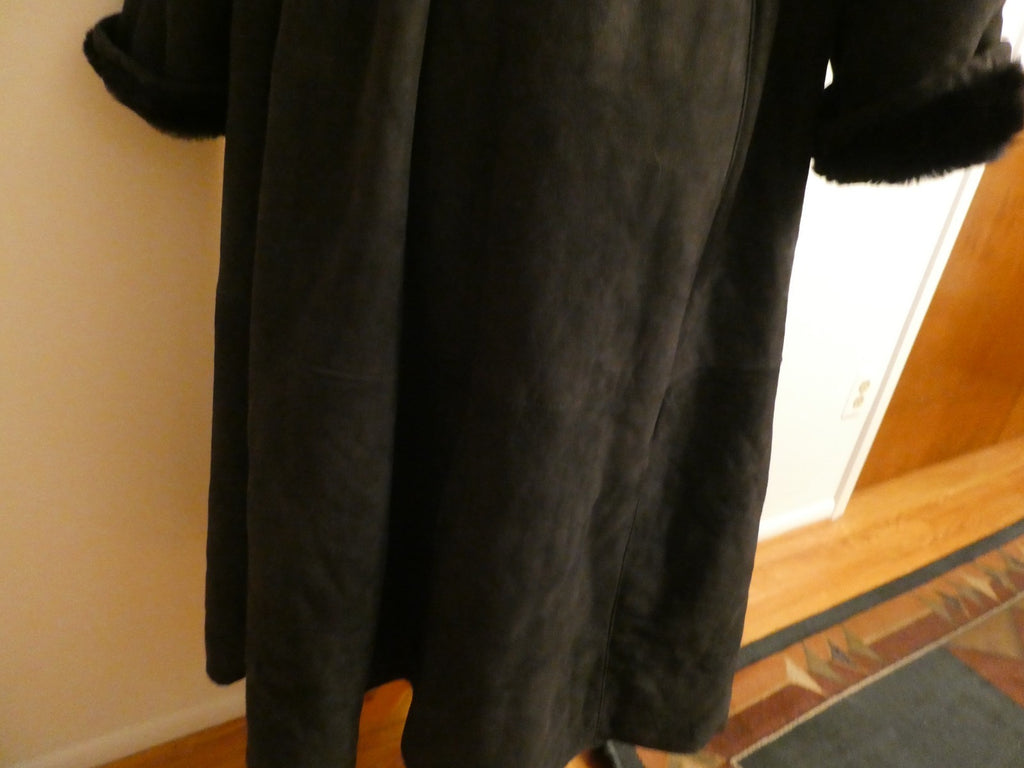 Adarcrea Women Black Shearling Sheepskin A-Line Winter Coat SZ 10 (US 14) Spain
