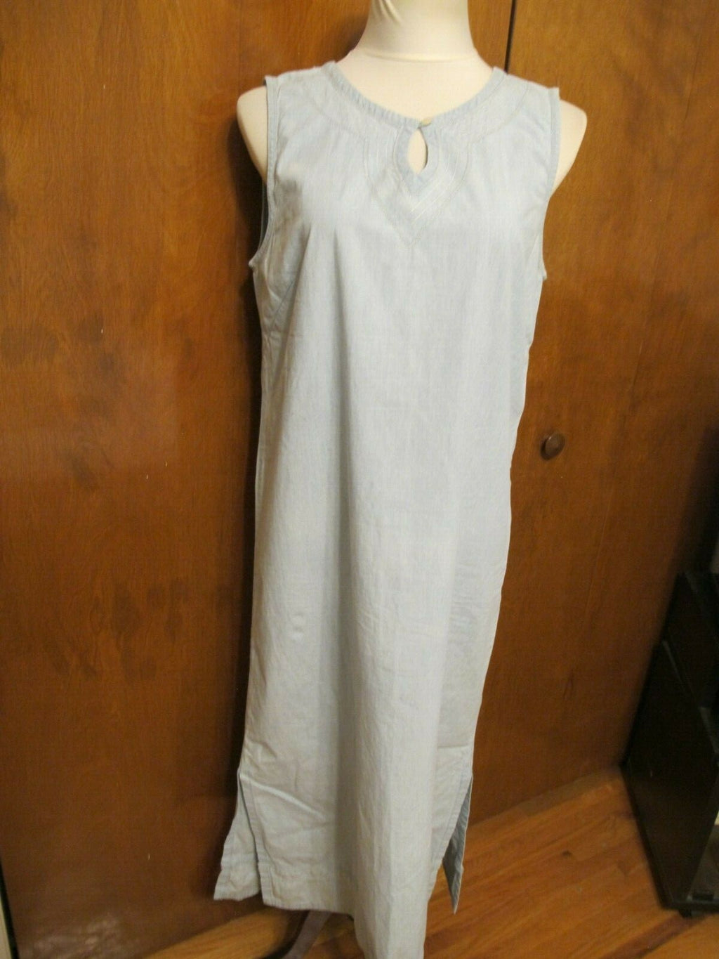 Liz Claiborne Women's Sky Blue Jean Long Dress Cotton size 14