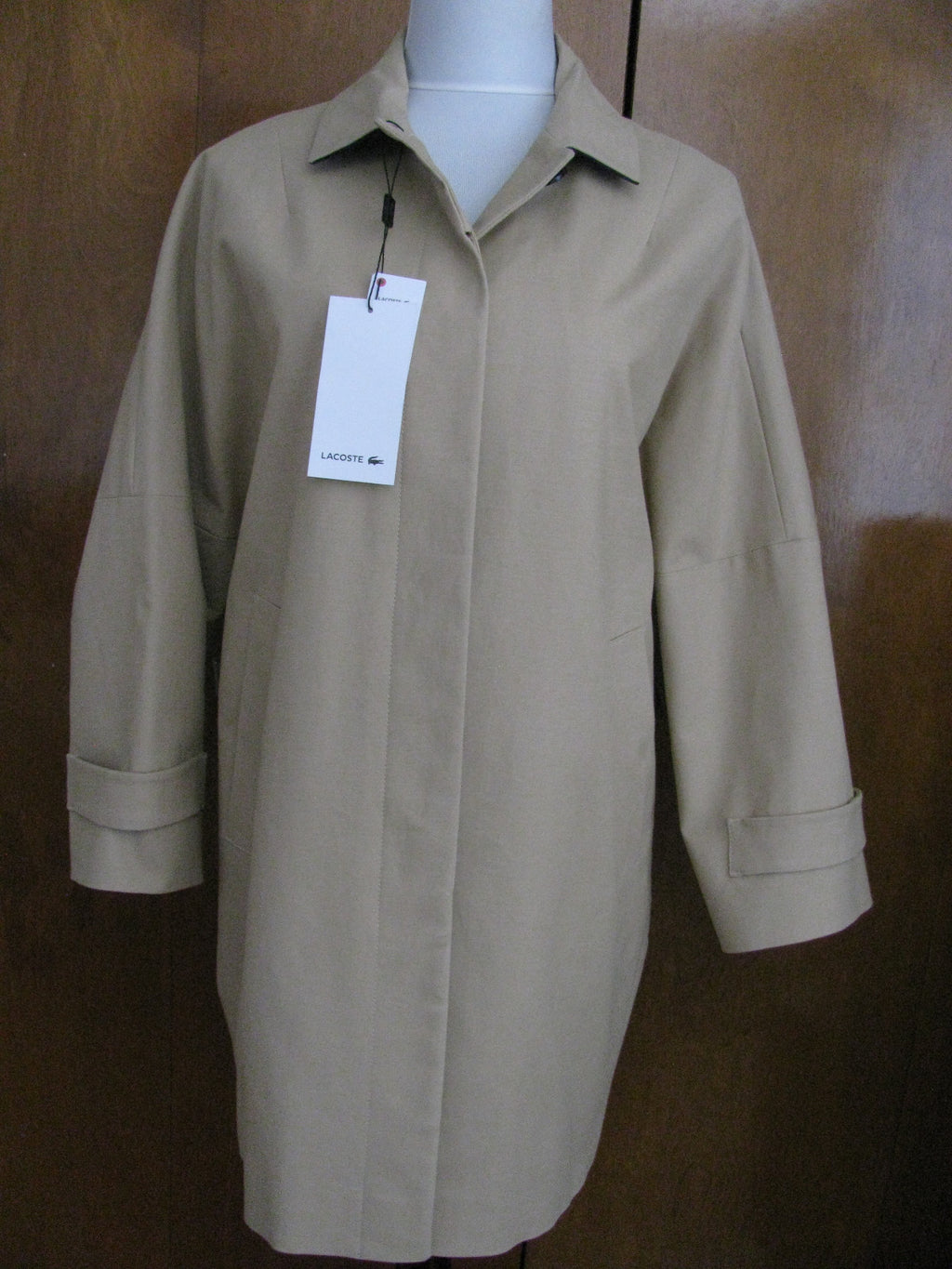 Lacoste Sahara Women Lightweight Lined Coat Button Front Adjustable Buckles