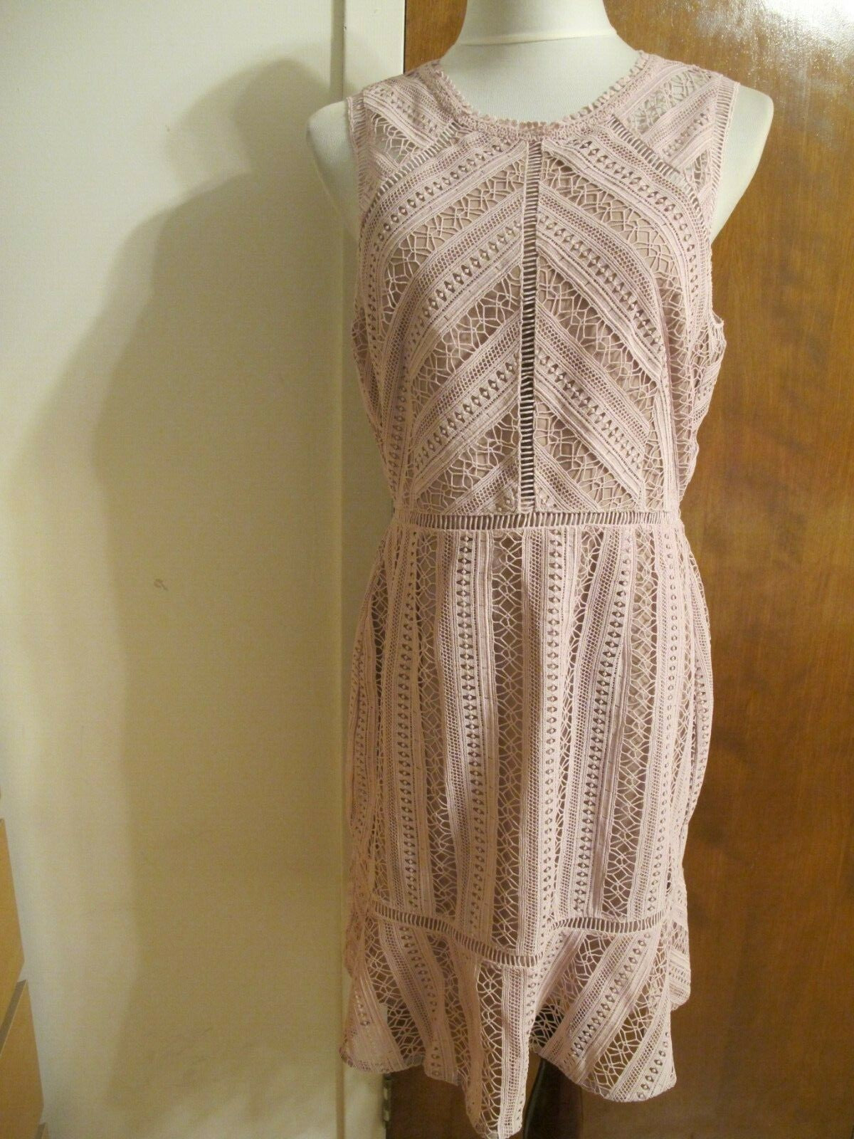 Anthropologie HD In Paris Crotchet Gardenia Lace Column Dress Mauve  XL (Fits L)