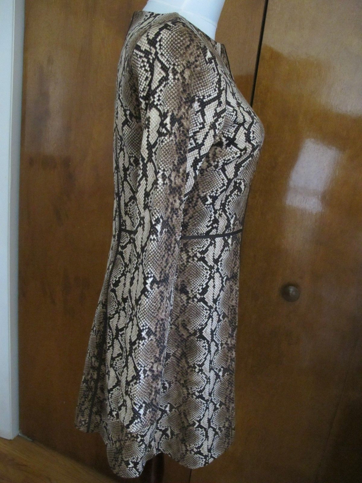Michael Kors women’s caramel printed boat neck A-line dress 8P 