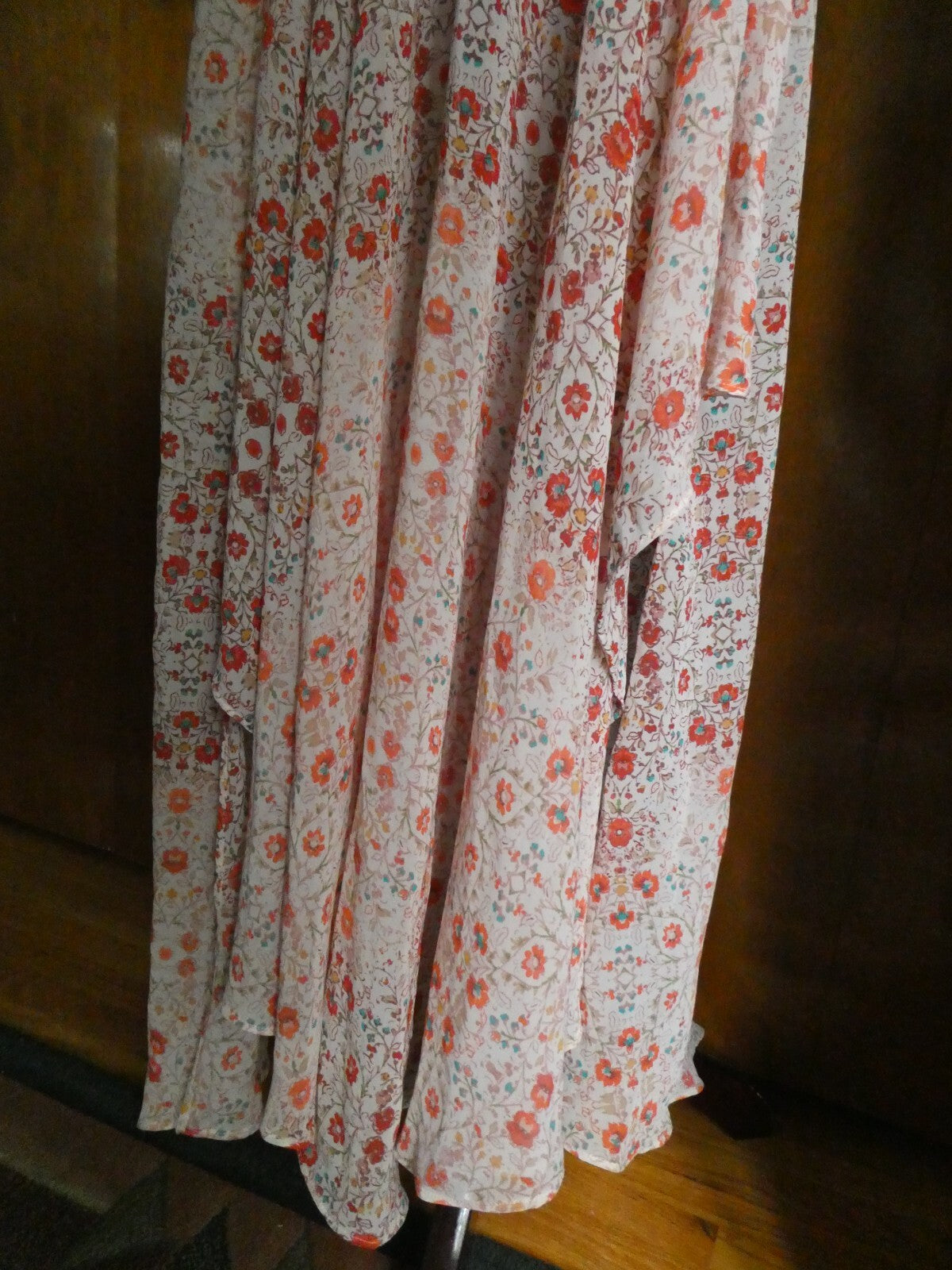 Anthropologie Women's HD in Paris 3/4 Sleeves Creme Rose Evening Lined Dress 8