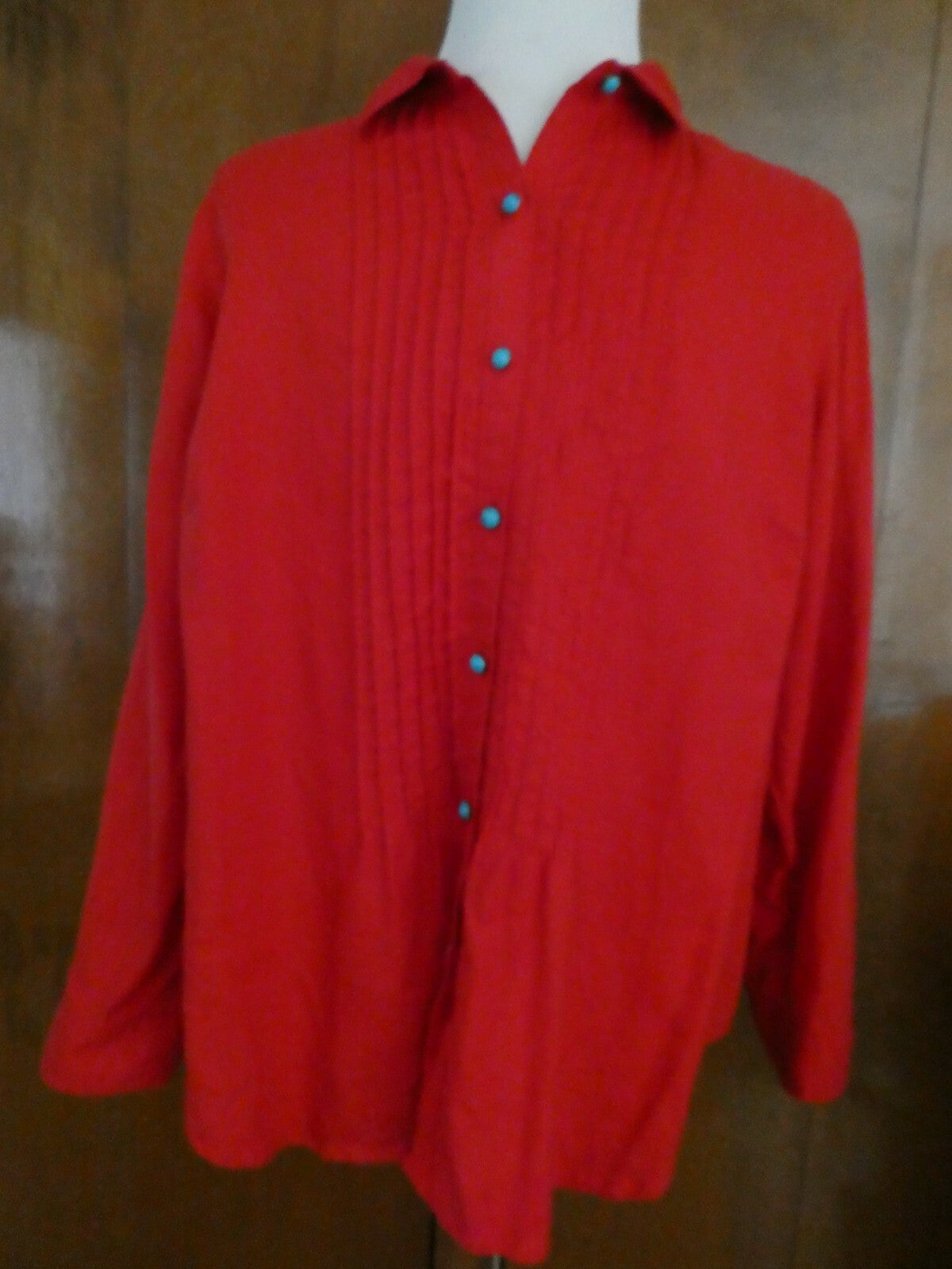 Jones New York Sport Woman 100% linen red long sleeves stylish top