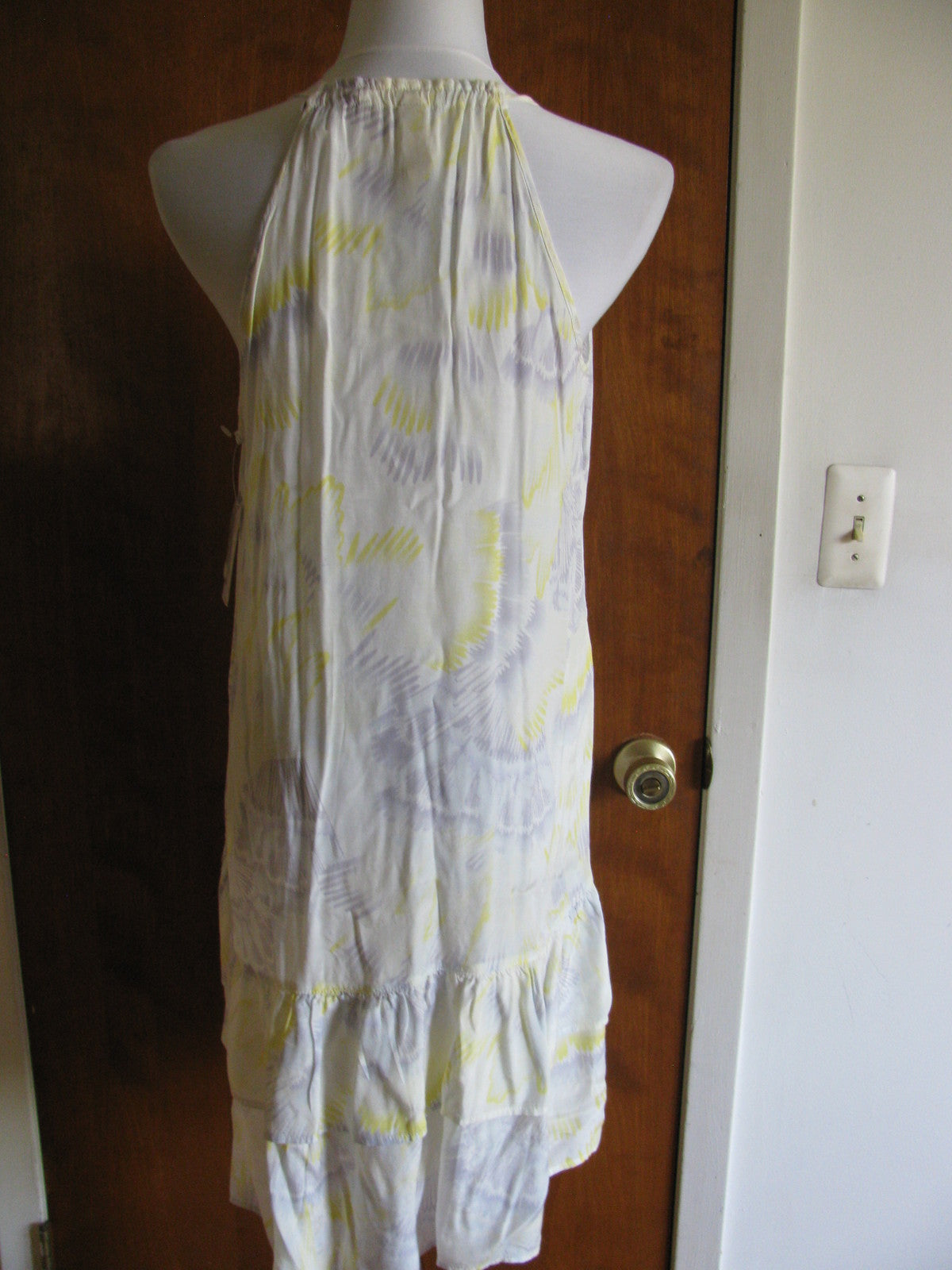 Free People women's ivory comb print sheer dress large 