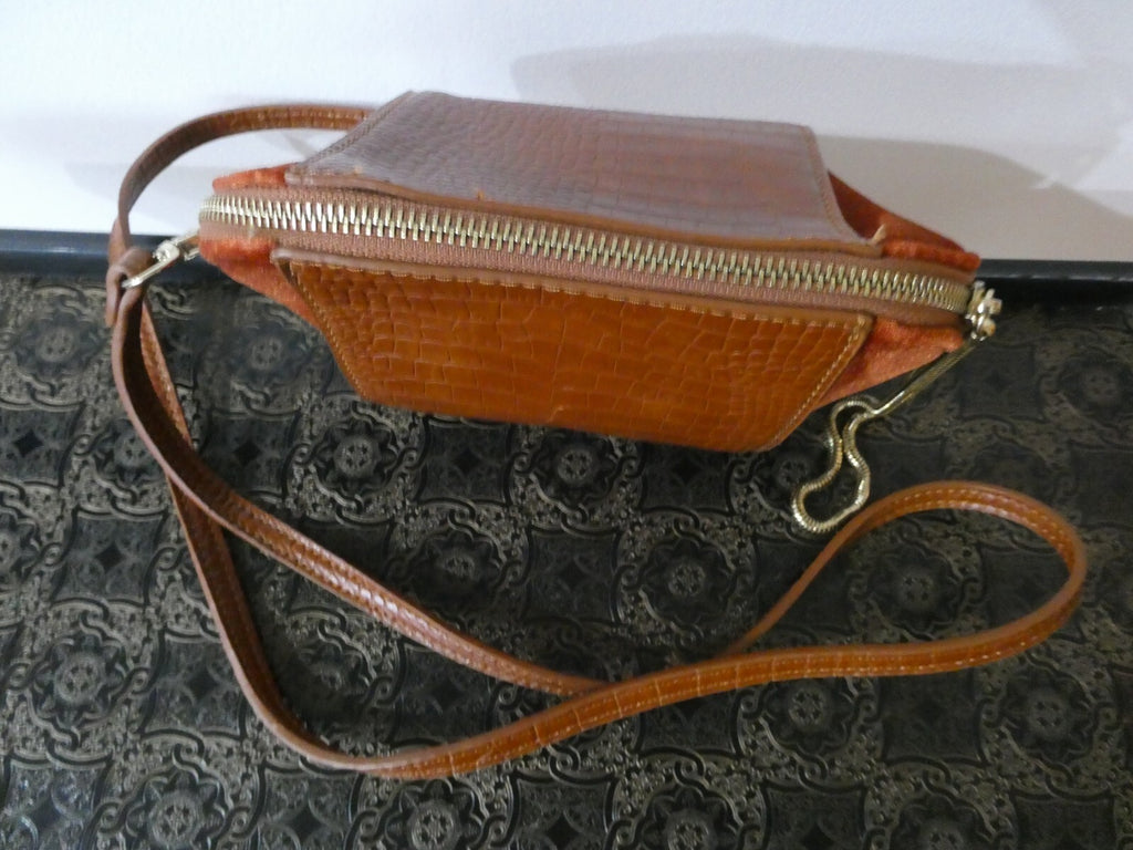 Street Level Orange/Brown Small Crossbody Tote Purse