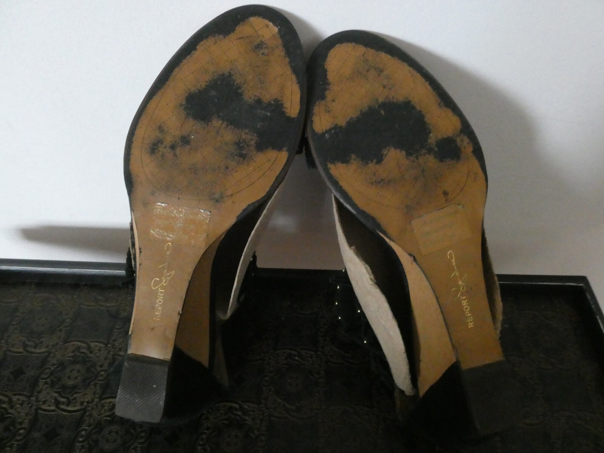 Report Signature Womens Black Wedge Heels Shoes Sandals Peep Toe Women's 8.5 WMS