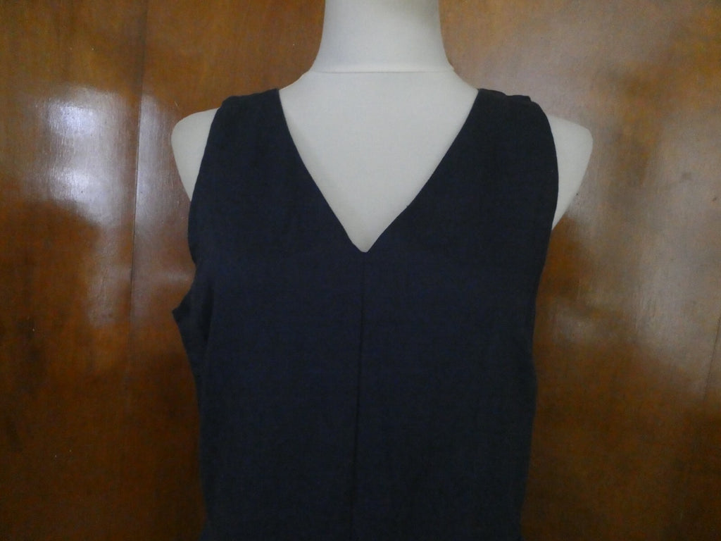 Gap Women's Navy Linen Lined Dress Size 16 fits size 14