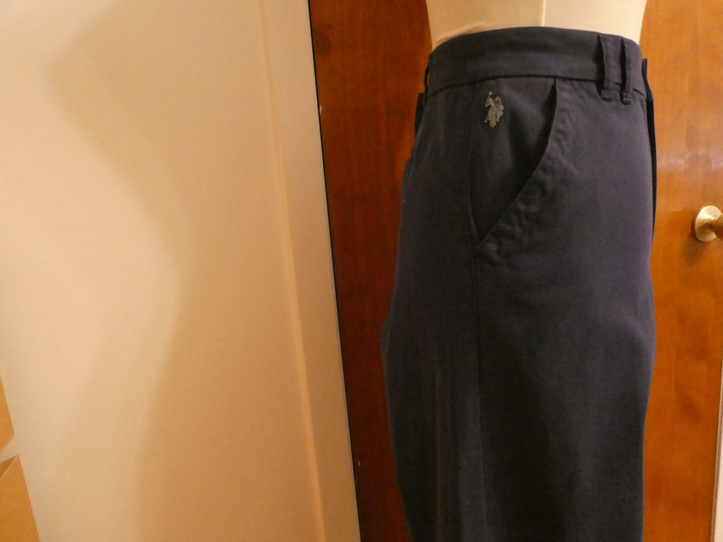 U.S. Polo Assn. Women's Wide Leg Chino Pants Navy High Rise Size 16R (fit 14R)