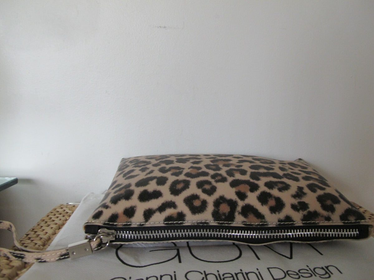 Gianni Chiarini Italy GUM animal printed clutch beige and black 11.5”x9”x1”