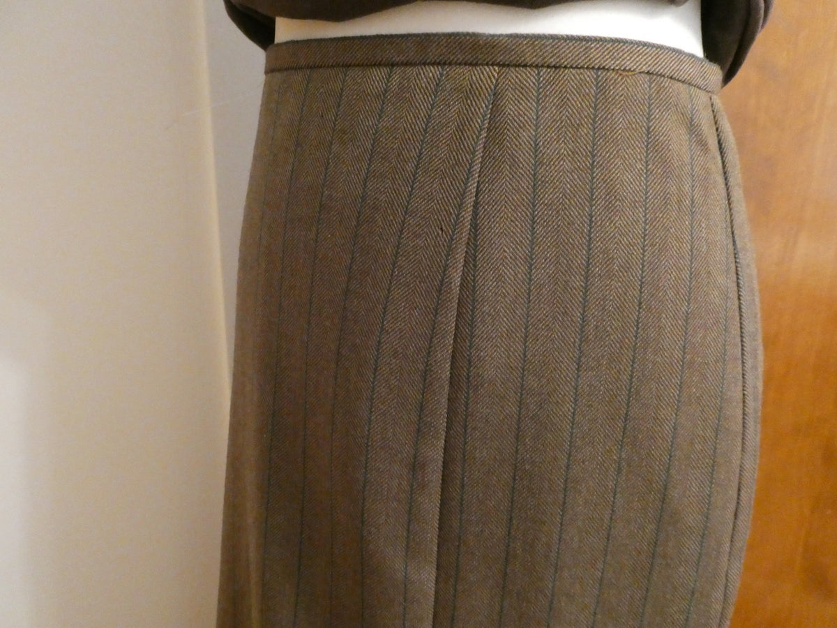 Harve Benard Women Brown Midi A Line 100% Wool/Lana Skirt 12 Made in Ukraine