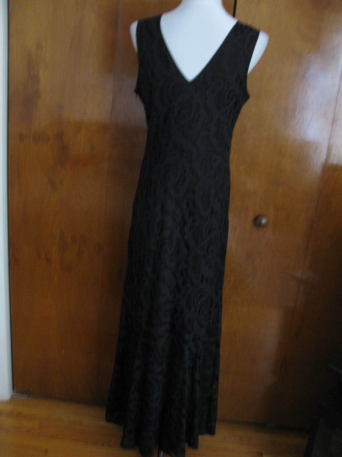 Impulse women's black fabric crafted lined evening dress Large 