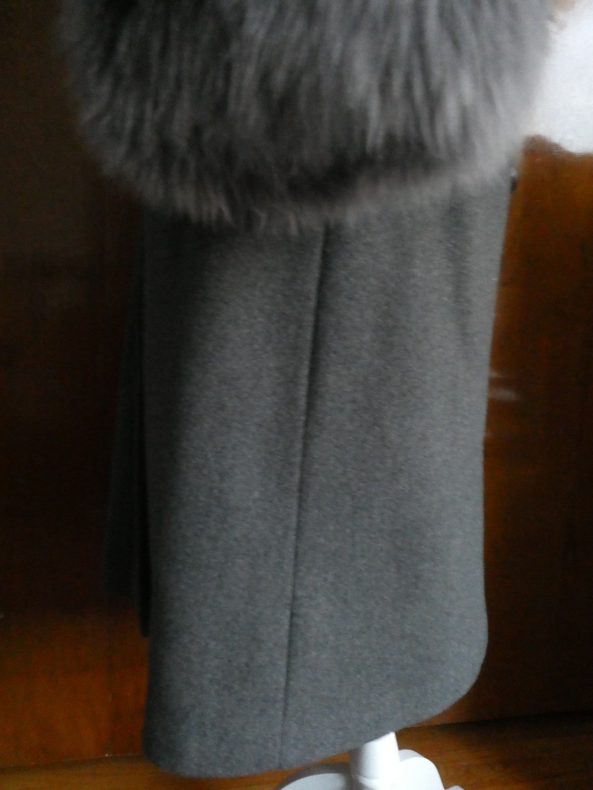 Berghaus Wool Coat with Lama Fur Trim Women Long Coat Sz 46 (US Sz 10) England