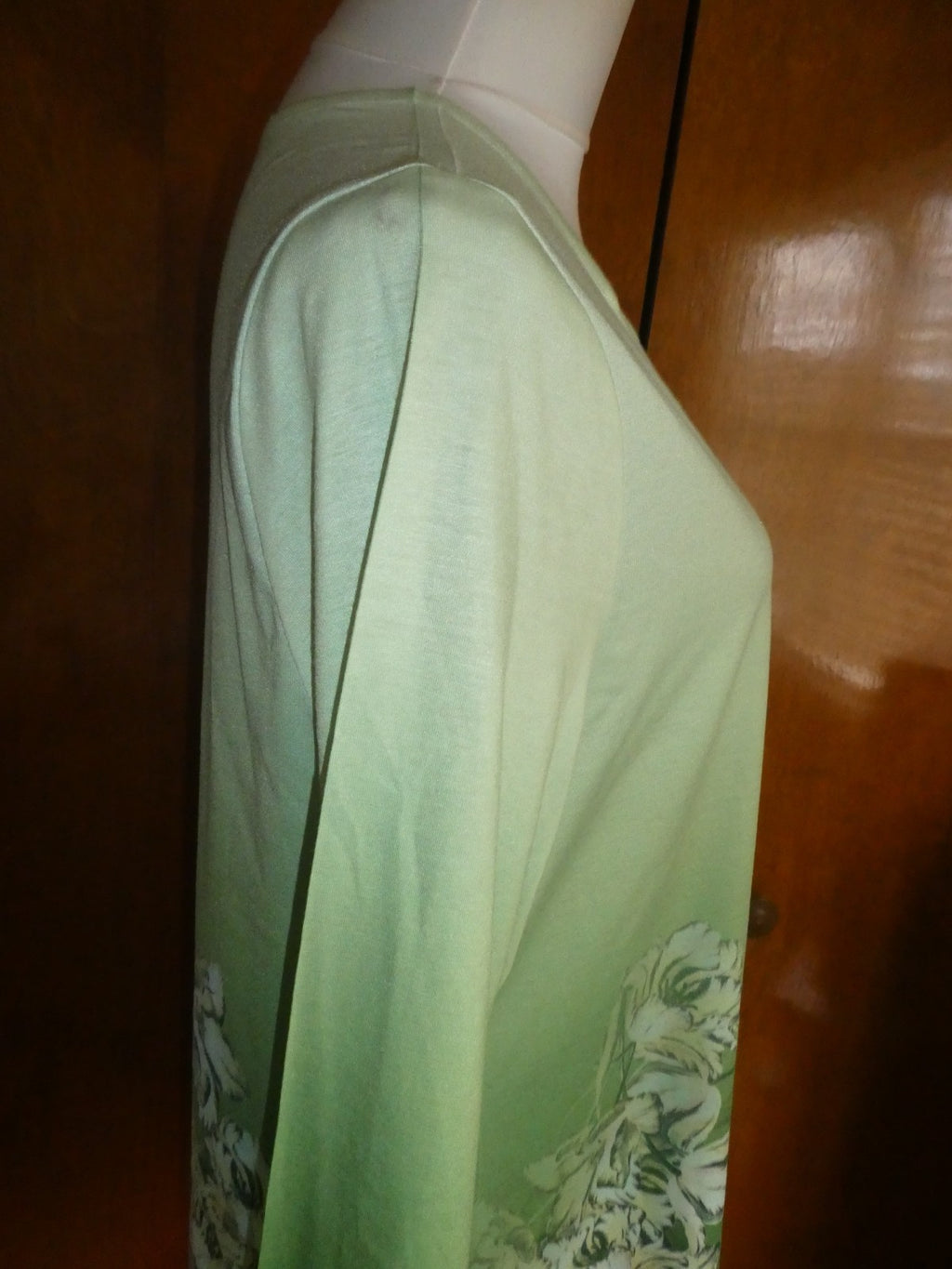 One World Women’s Asymmetric Green Multicolor Long Sleeves Tunic Top Size Xlarge
