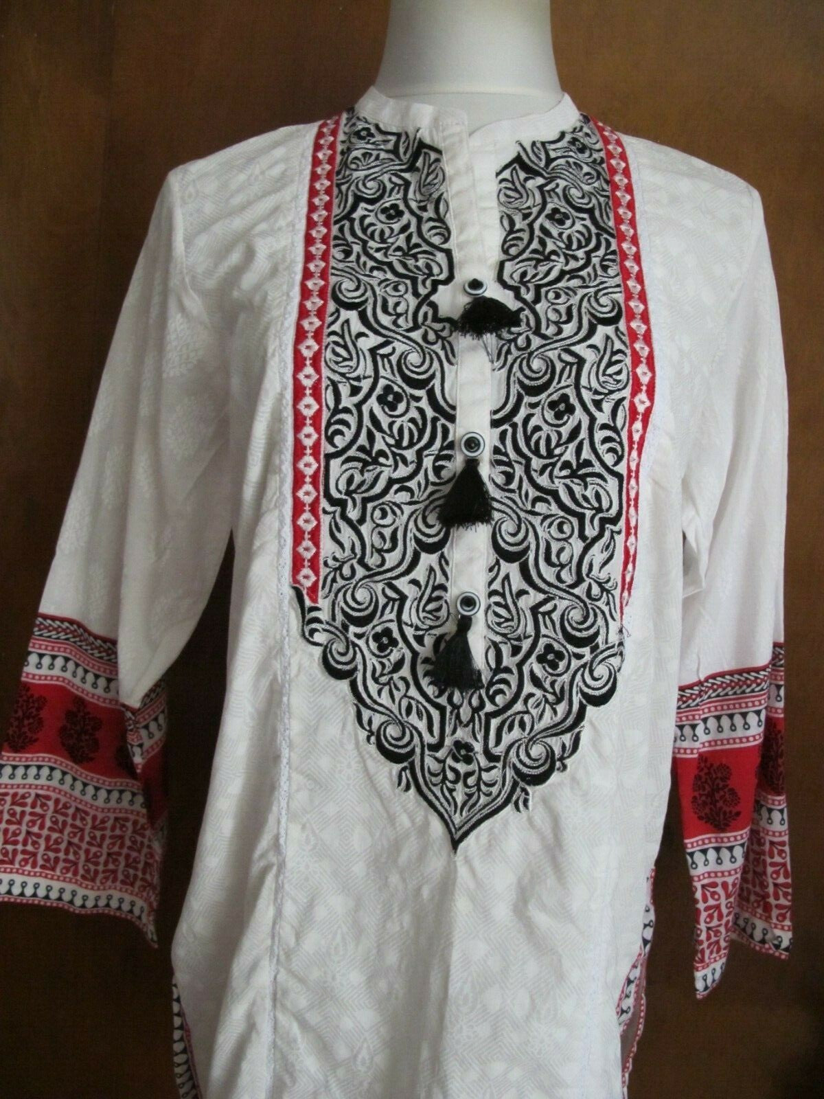 Lime Light Women’s White Embroidered  Cotton Tunic Top Or Swim Cover Large
