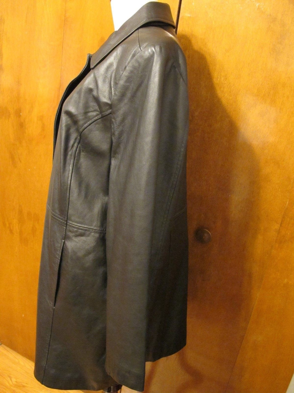 Jaclyn Smith Women's Black Real Genuine Leather Jacket Coat Size Large