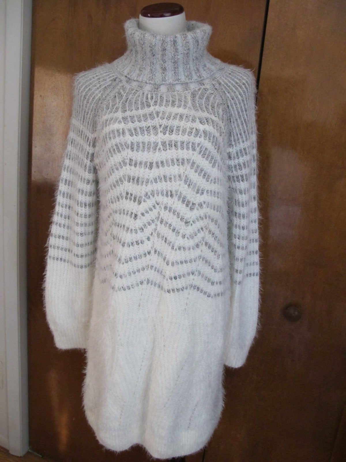 Anthropologie women's white gray turtleneck dress Size M,L,S