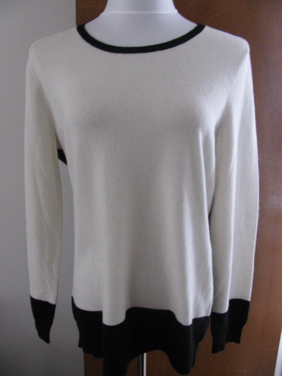 Ralph Lauren women's Cream Black cashmere sweater XLarge New