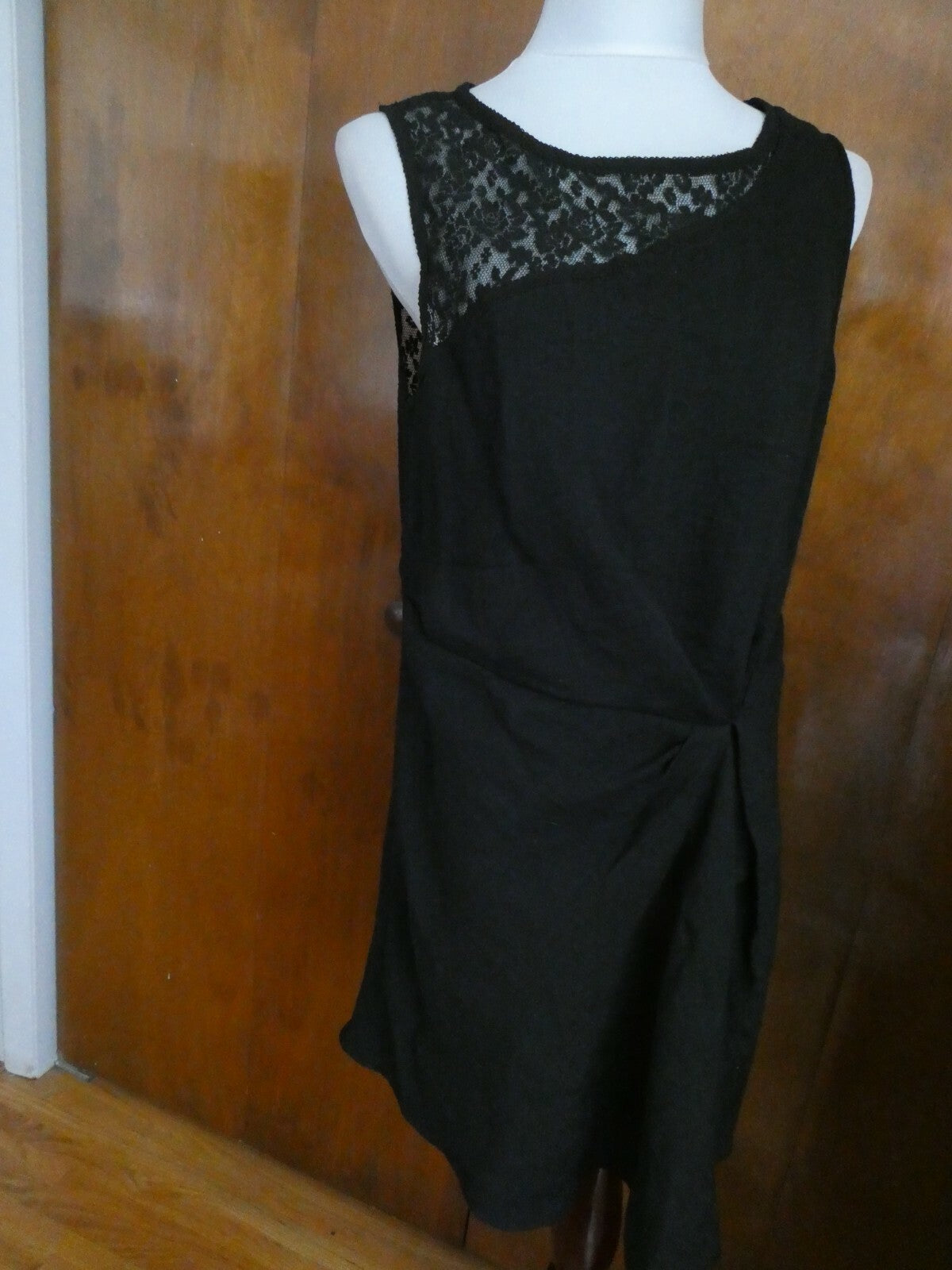 Rachel Roy womens stylish black mesh crafted  dress Large NWT