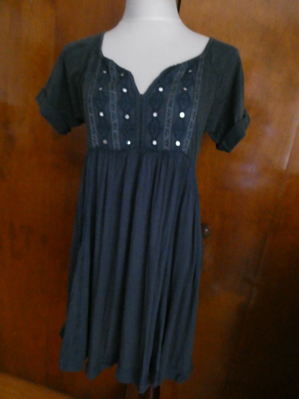Free People Women’s Asymmetric Blue Embroidered Soft Cotton NWT Dress XSmall 