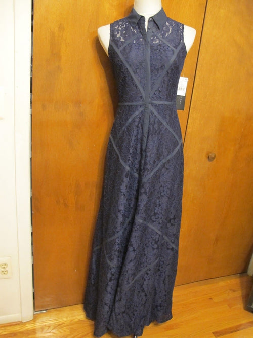 Aidan Mattox women's navy evening fitted A-line maxi New dress 