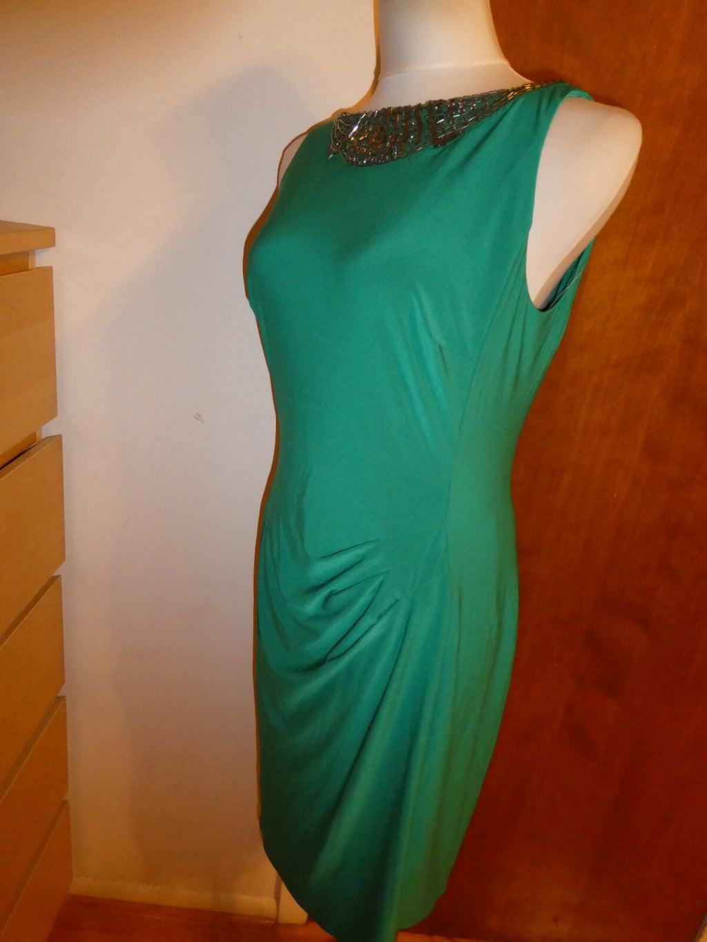 Ralph Lauren women’s emerald elegant neck Jersey evening dress New
