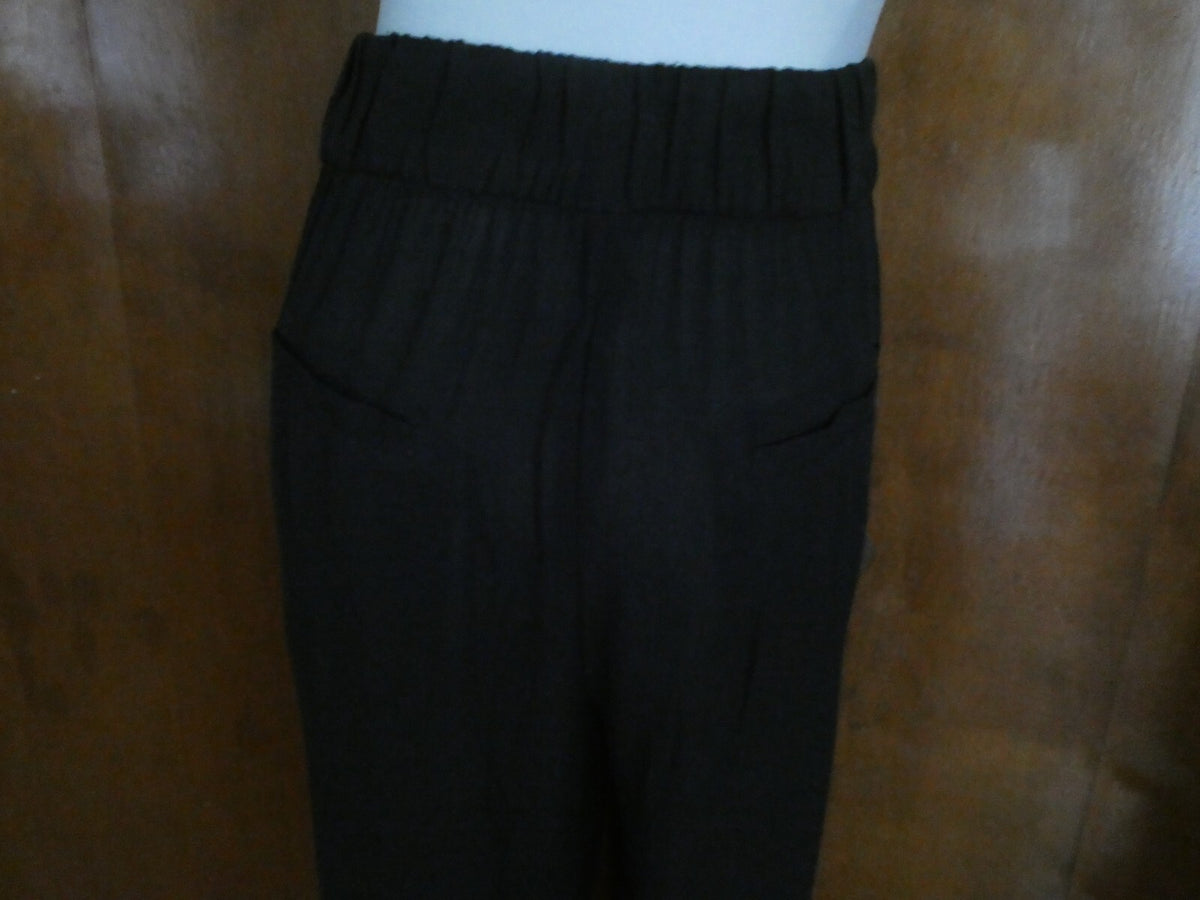 Free People Black Pockets Elastic Waist Rayon Yoga Jogger Pants Size Large