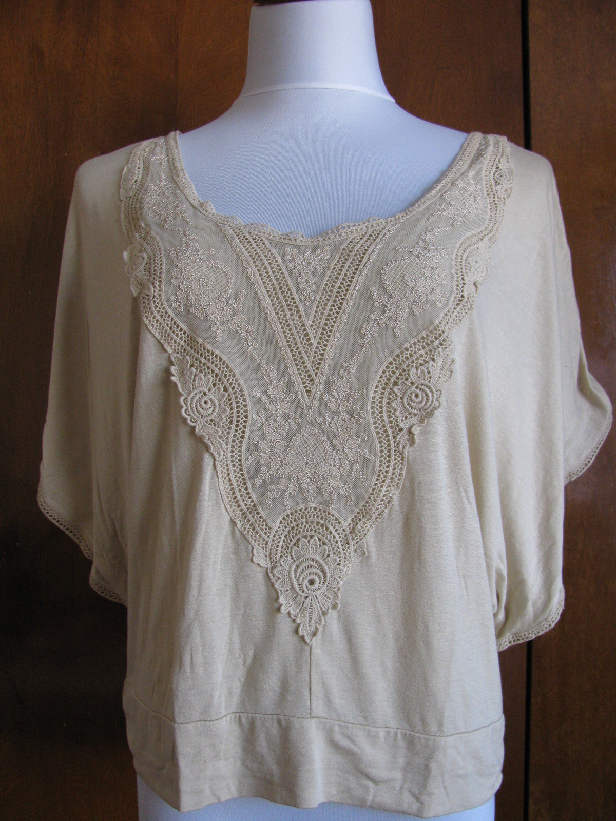 Denim & Supply Ralph Lauren women’s viscose beige detailed trimmed top Large 