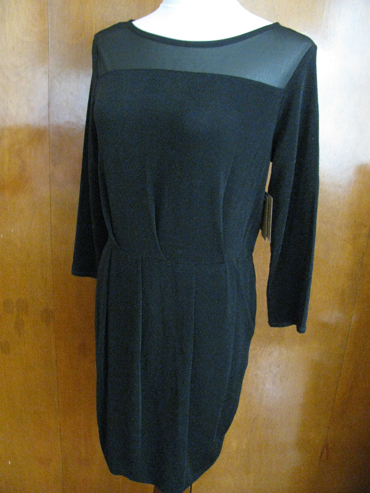 Rachel Roy women's stylish evening black mesh lined dress medium 