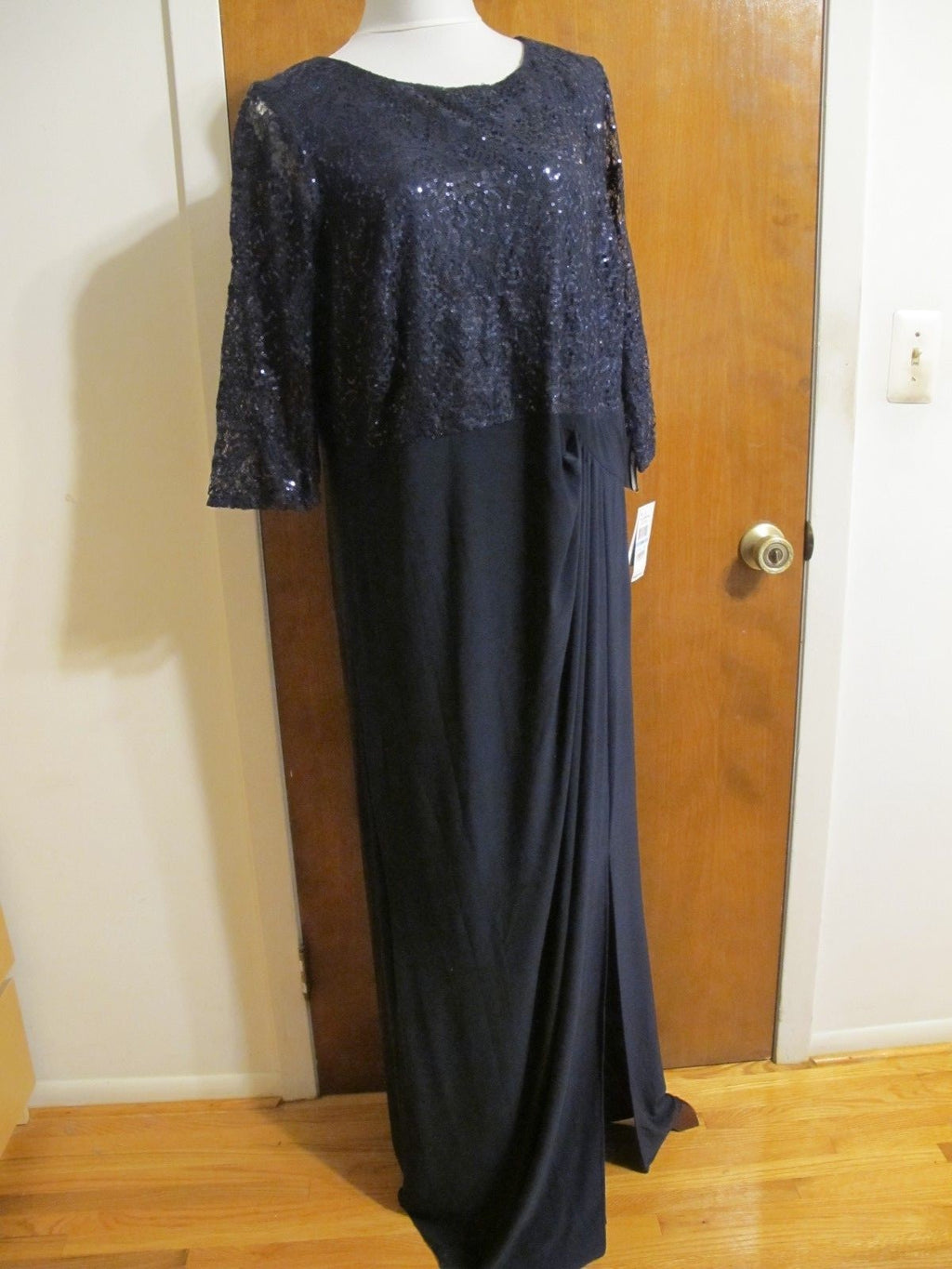 Alex evenings women’s navy maxi gathered evening dress size 20W 