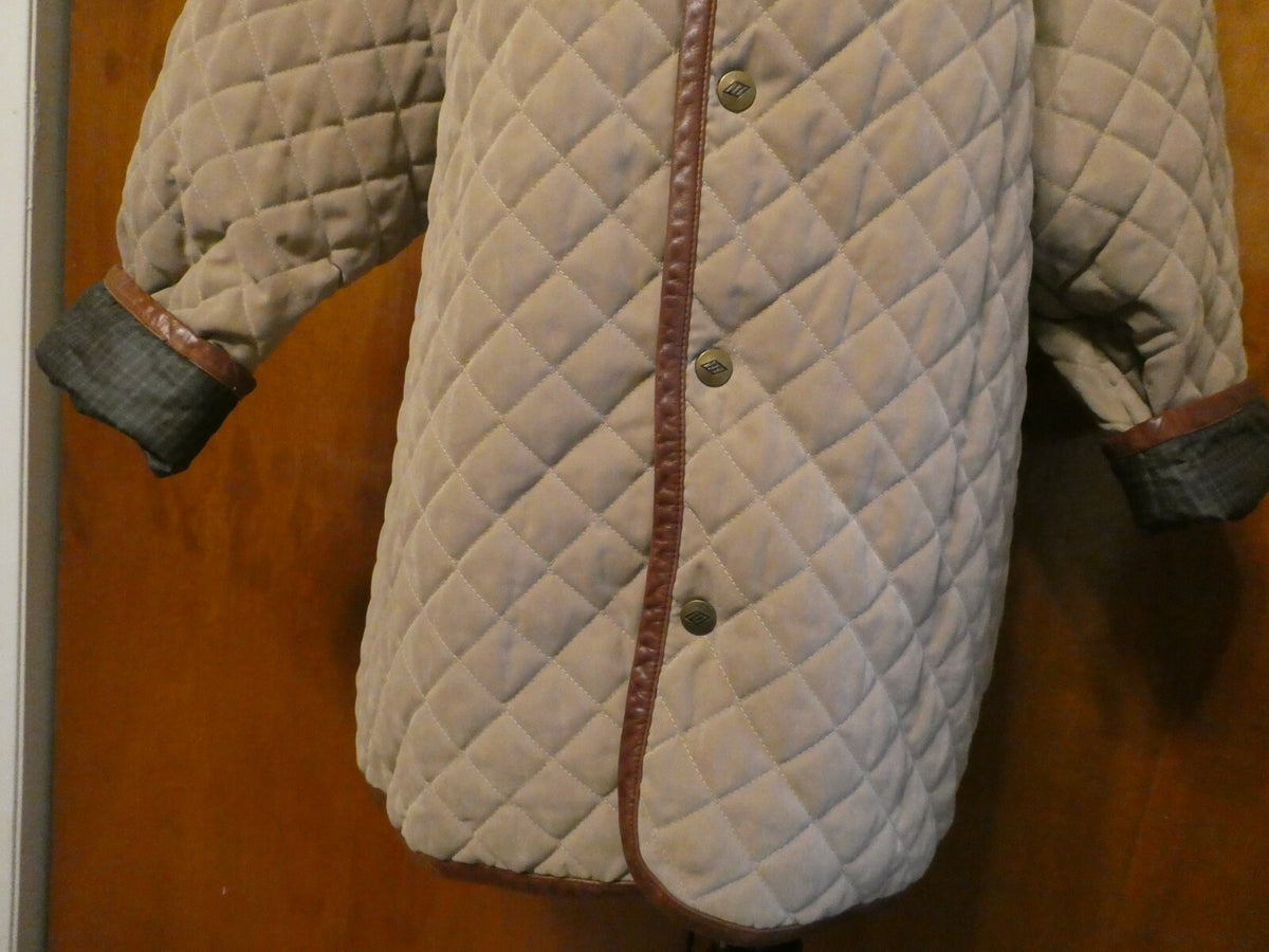 Joseph Abboud Women's Beige/Multicolor Reversible Jacket Coat Large