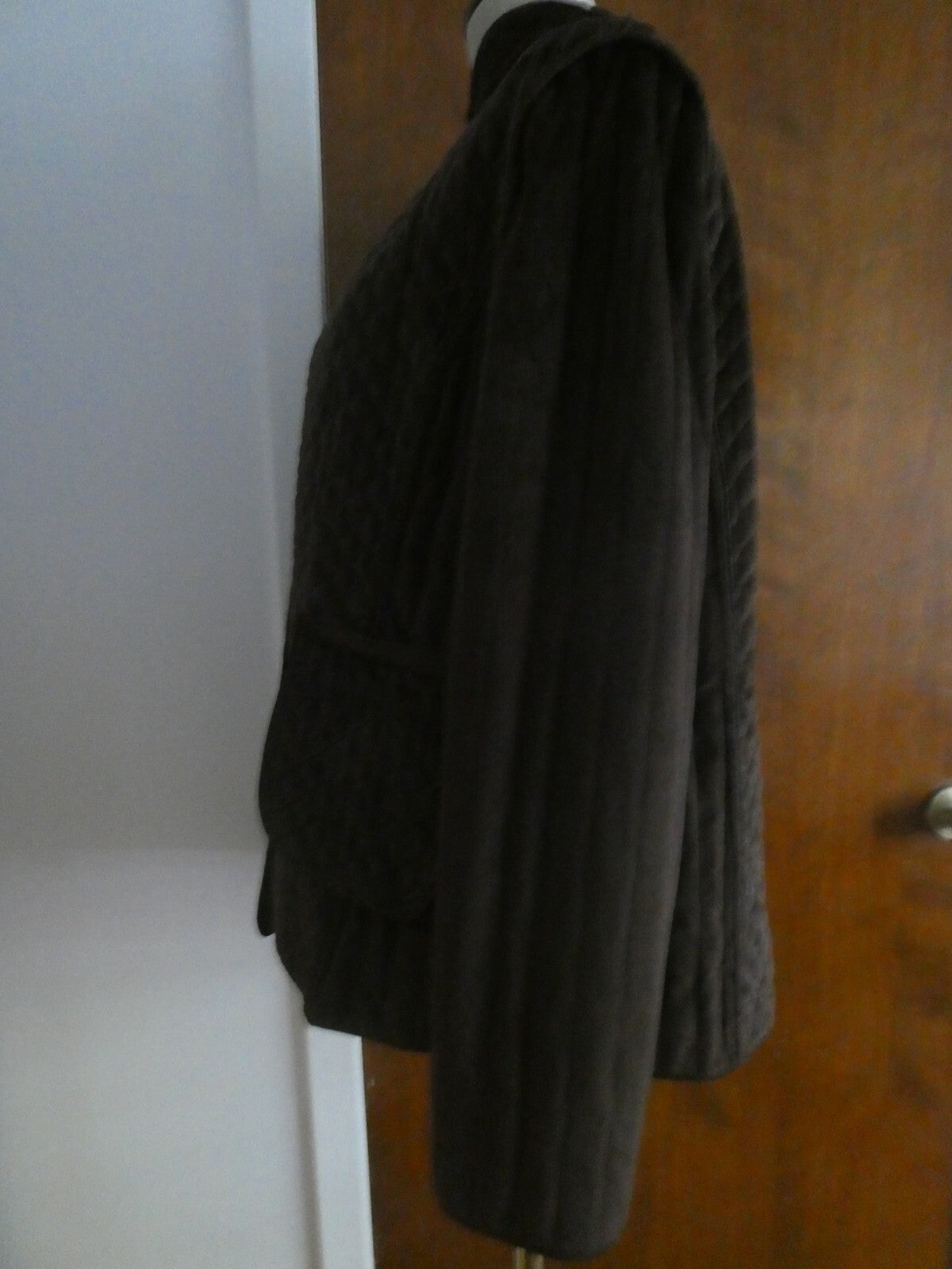 Larry Levin Women's Brown Quilted Coat Jacket Faux Fur Lining XLarge