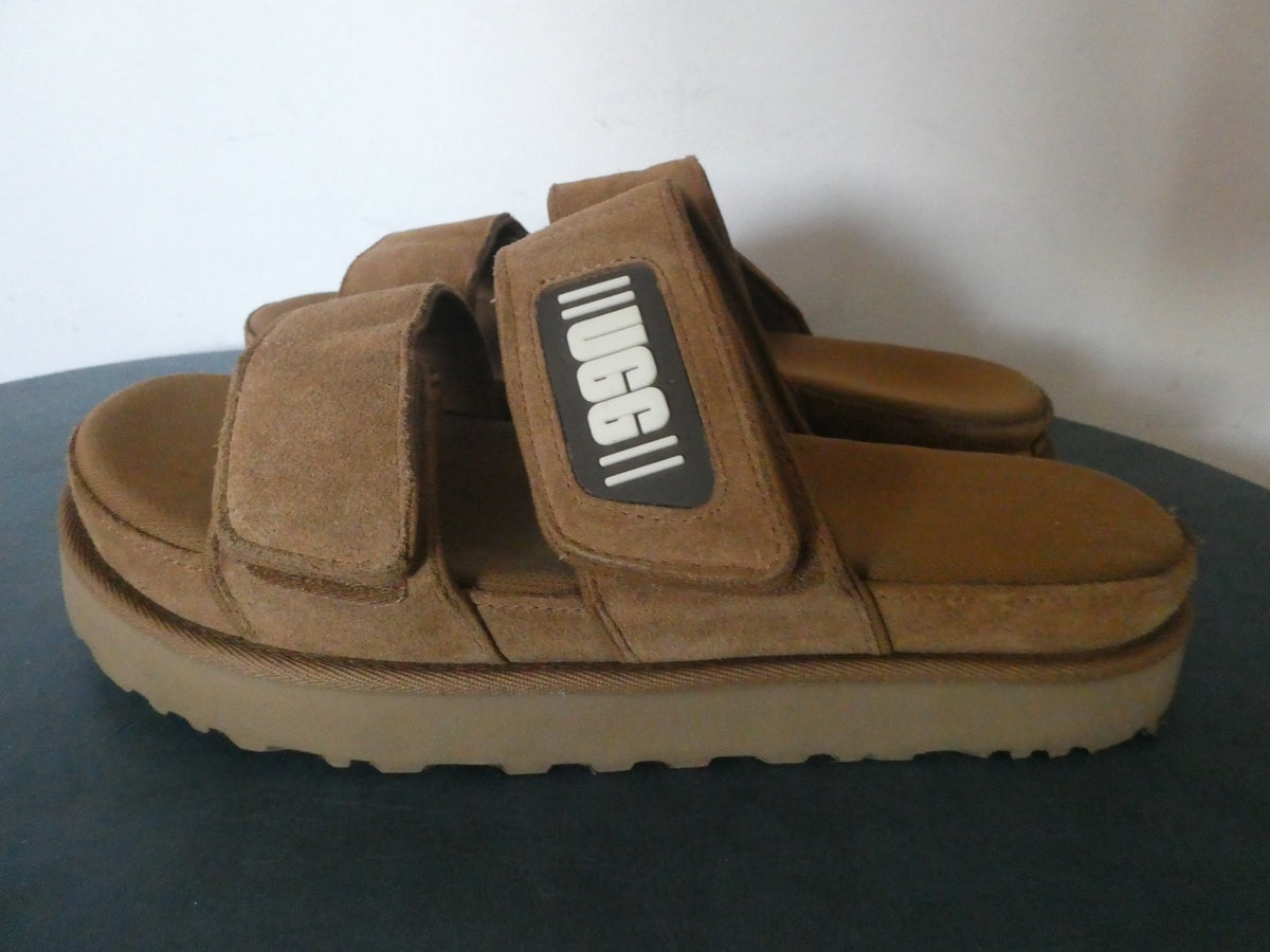 UGG Women’s Suede Slide Slippers Sandals Adjustable Straps Brown Size US 10