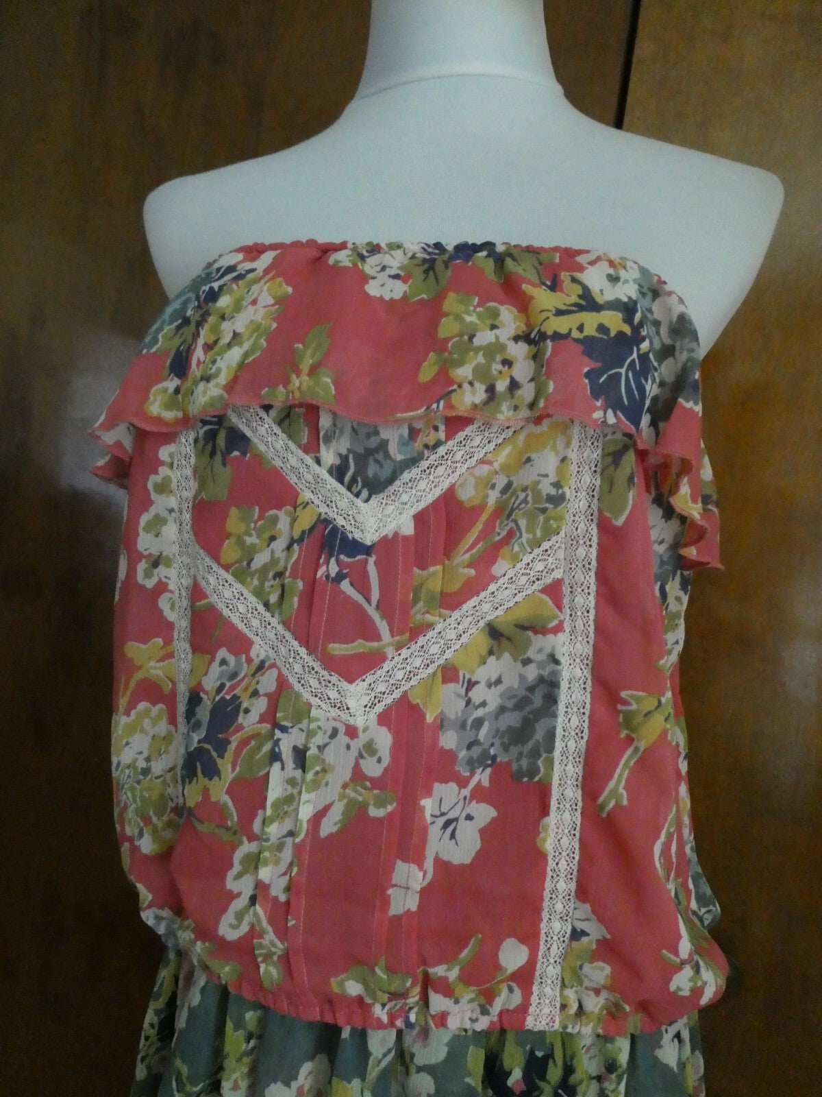 Denim & Supply Ralph Lauren Printed Tunic Off Shoulder Top & Skirt Floral Suit L