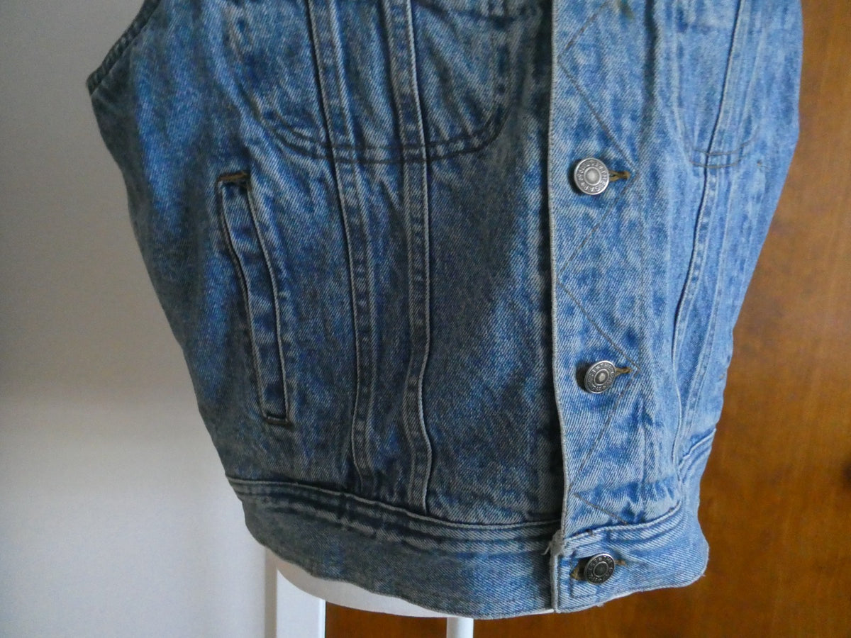 Ventura Denim Vest Cotton Quilted Lined Blue Jean Trucker Style Vintage Medium