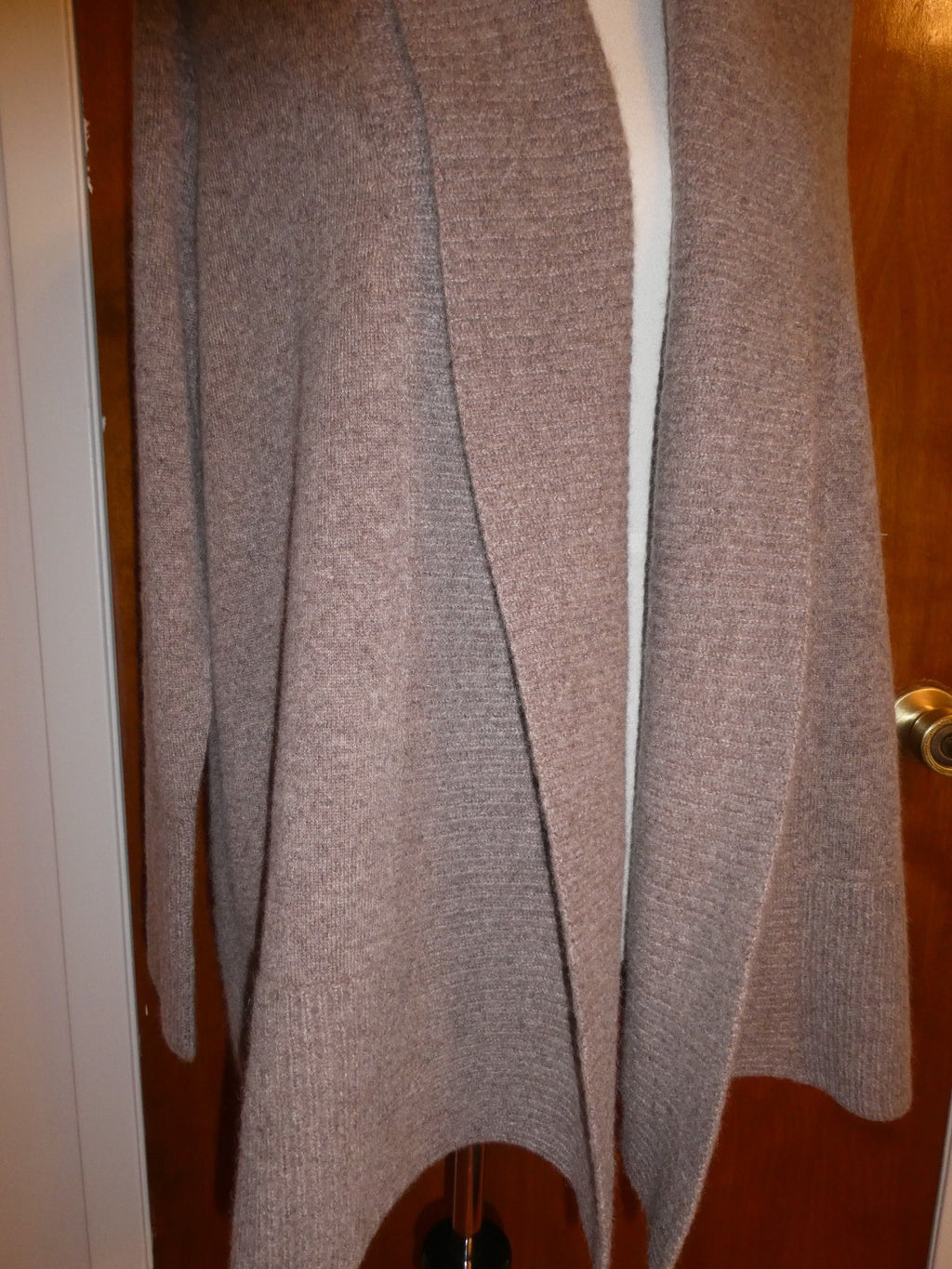 C by Bloomingdale's Women 100% Cashmere H. Rye Sesame Open Front Cardigan Large