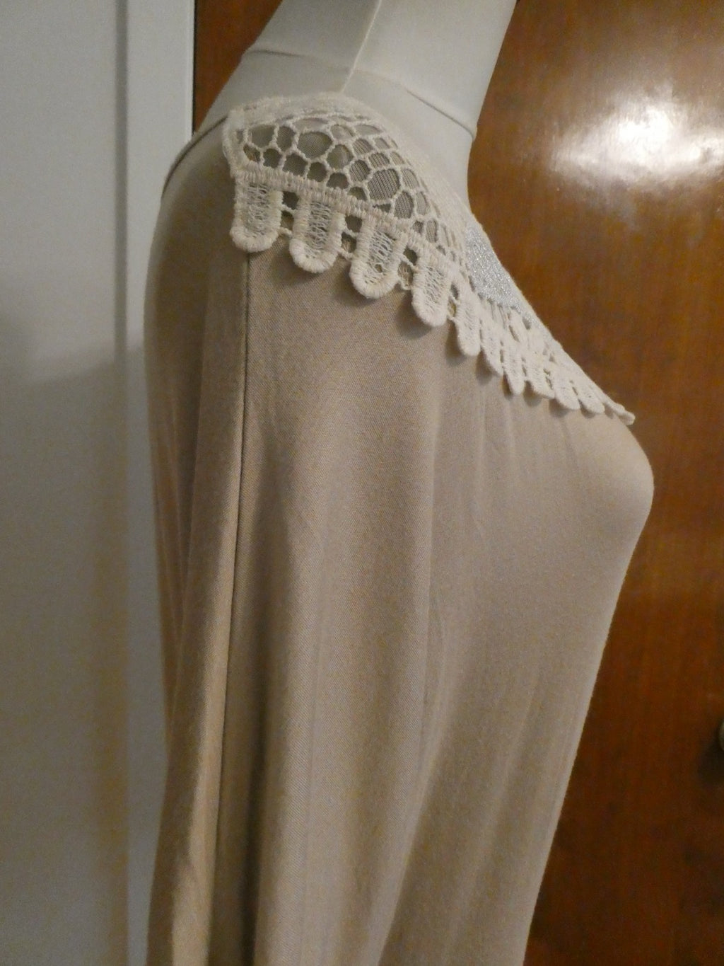MCM women's beige rayon crocheted top size Large
