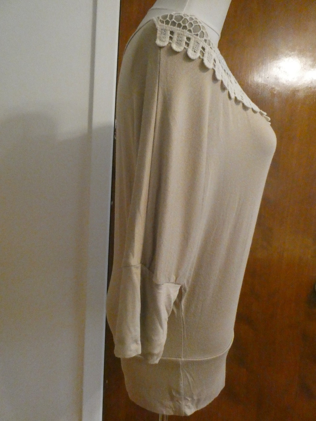 MCM women's beige rayon crocheted top size Large