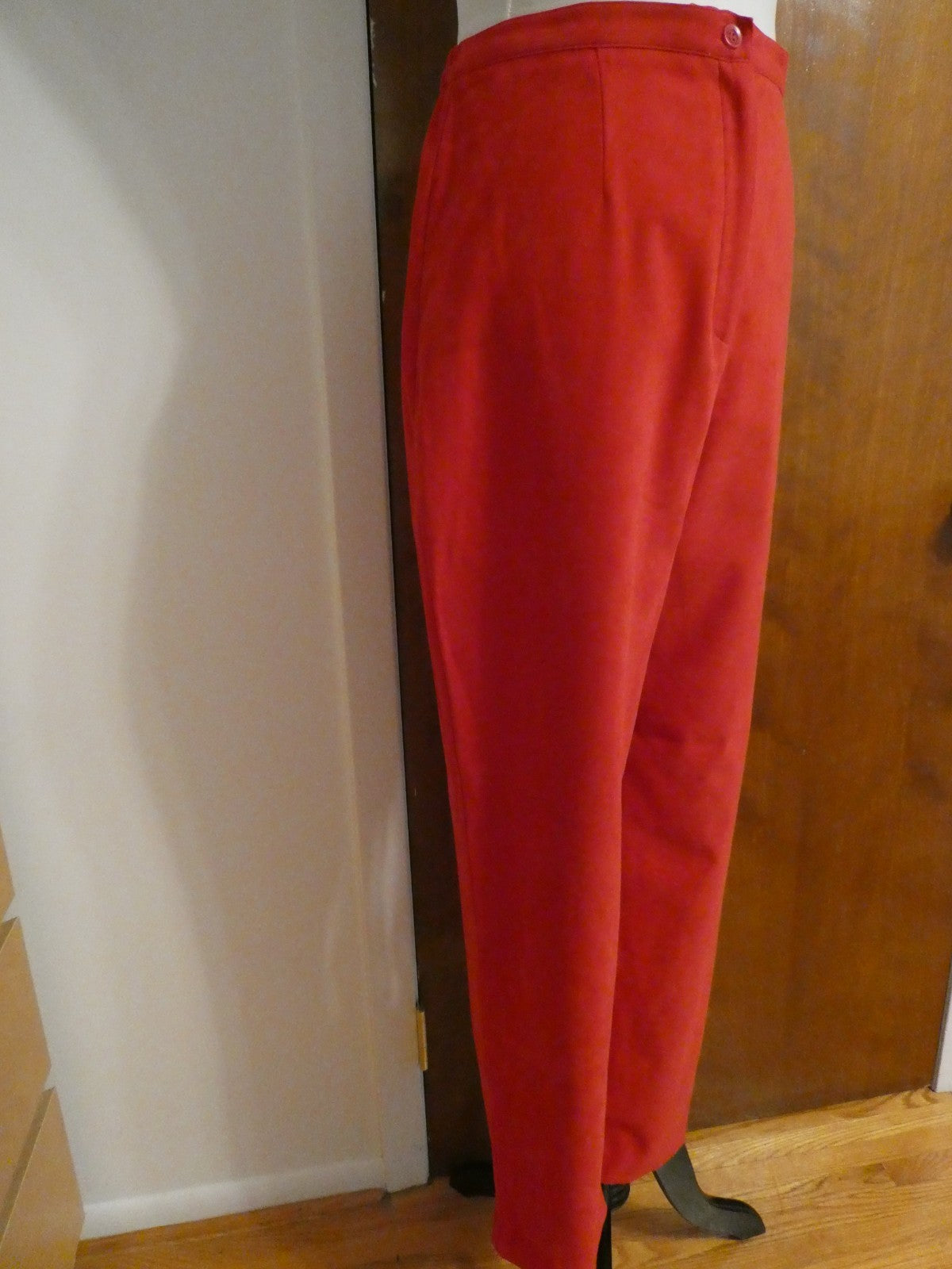 JM Collection Women's Pants Red Pull-On Elastic Back Waist Straight Leg Size 12