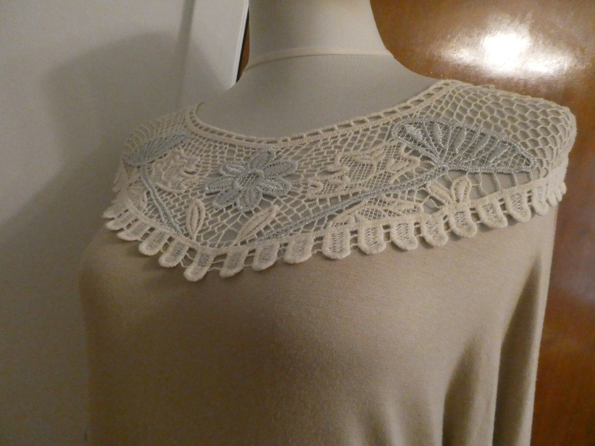 MCM women's beige rayon crocheted top size Large